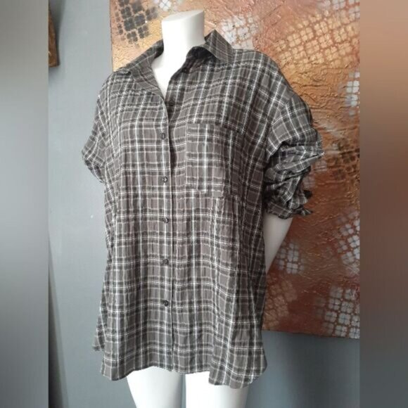 Zara Nwot Cotton Blend Plaid Button-Up Shirt - Picture 10 of 11